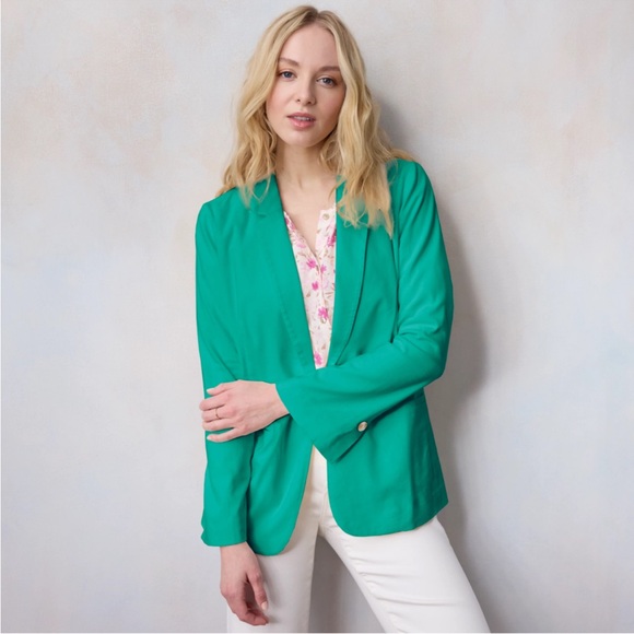 NWT Petite Medium LC Lauren Conrad Aqua Isle Notch Collar Blazer